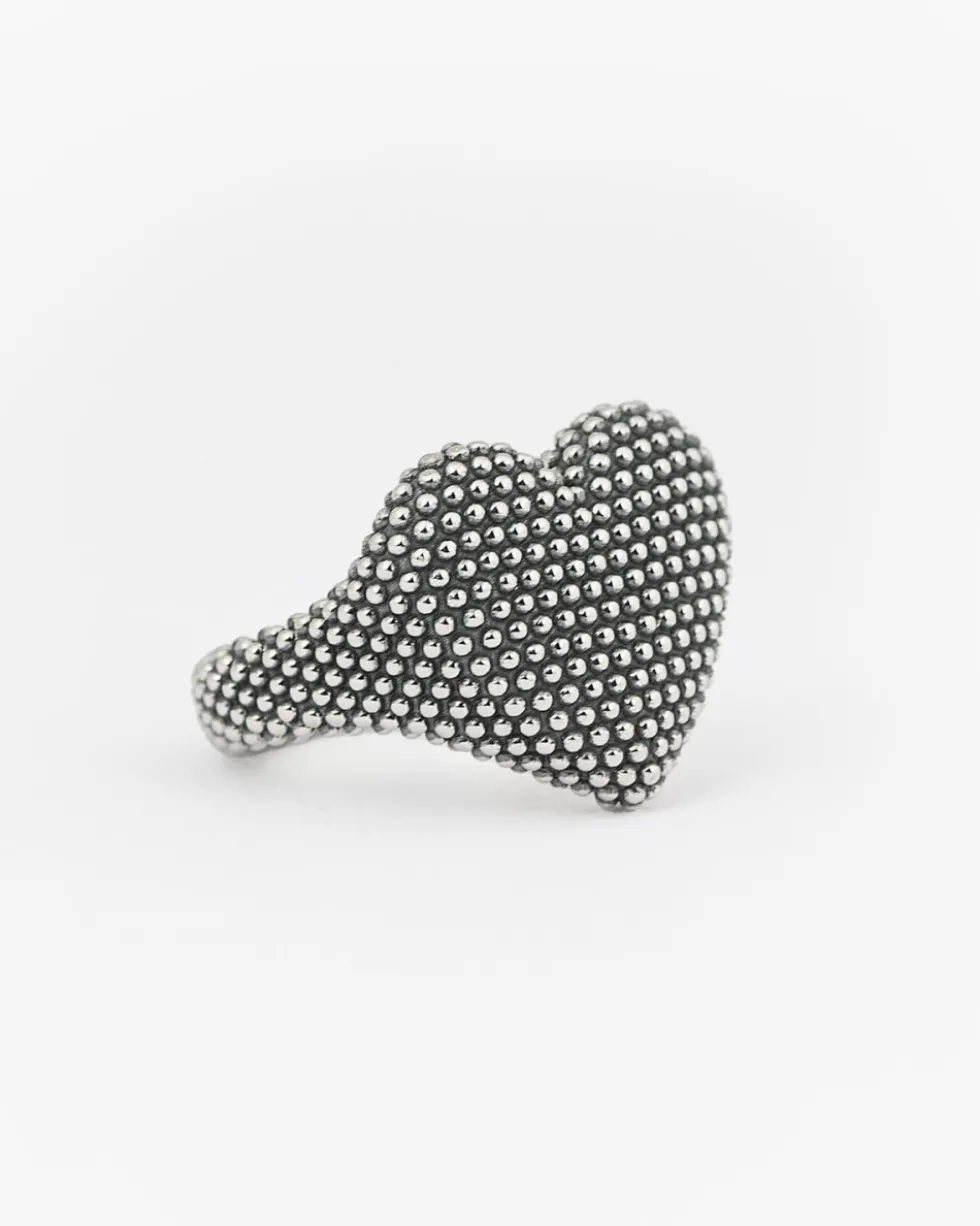 ANELLO CHEVALIER CUORE PUNTINATO IN ARGENTO
