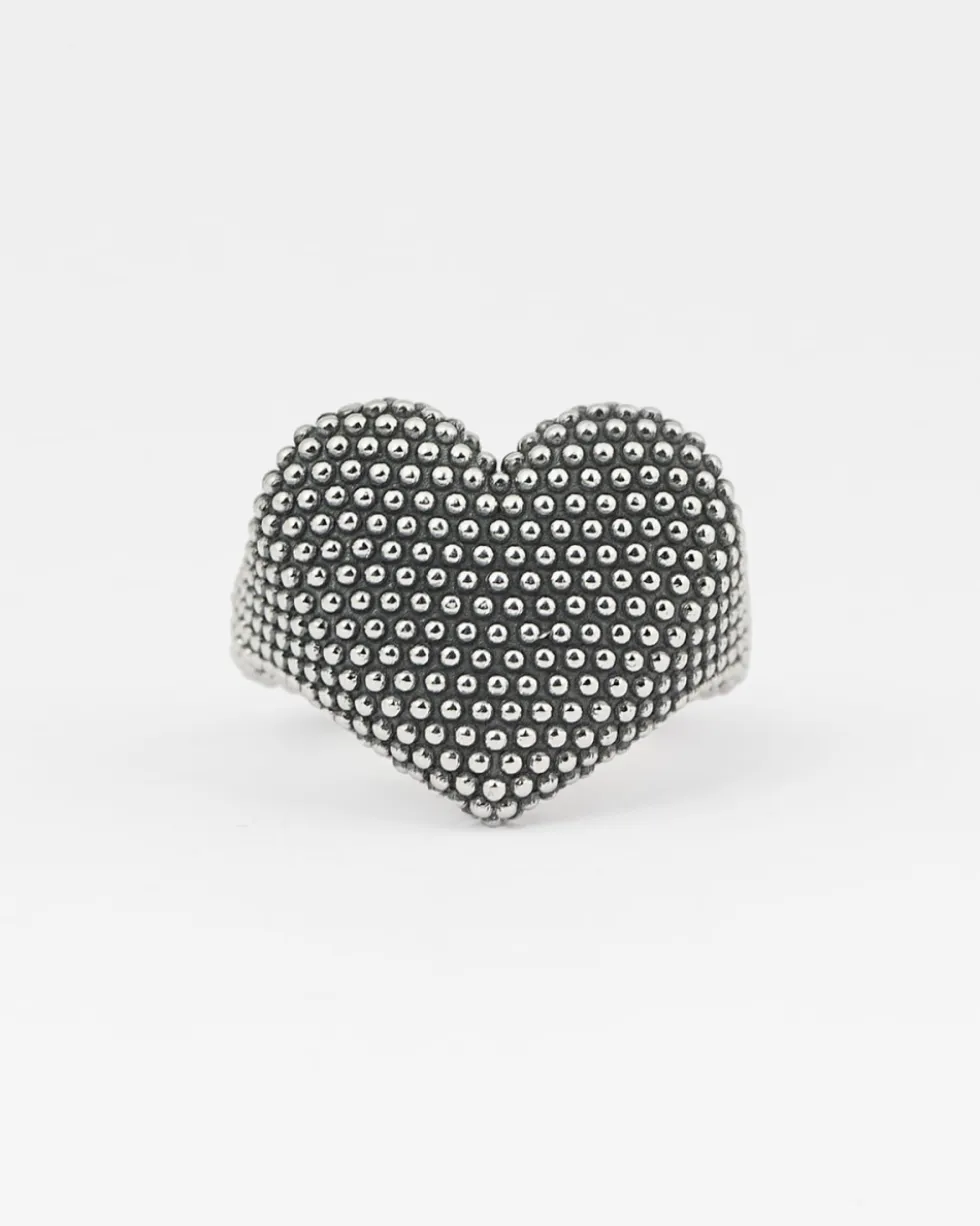 ANELLO CHEVALIER CUORE PUNTINATO IN ARGENTO