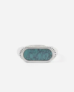 ANELLO CHEVALIER ORIZZONTALE SOURCE IN ARGENTO CON PIETRA TURCHESE