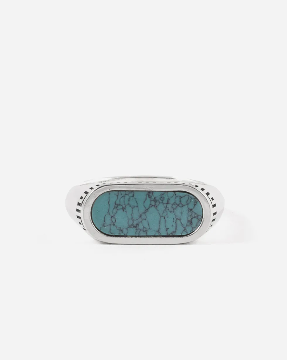 ANELLO CHEVALIER ORIZZONTALE SOURCE IN ARGENTO CON PIETRA TURCHESE