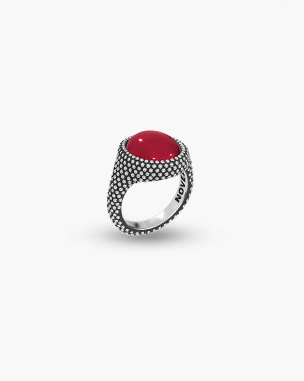 ANELLO CHEVALIER OVALE PUNTINATO CON PIETRA PERSONALIZZABILE
