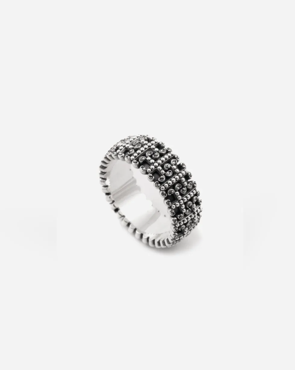 ANELLO FASCIA GOTICA ENLACE IN ARGENTO