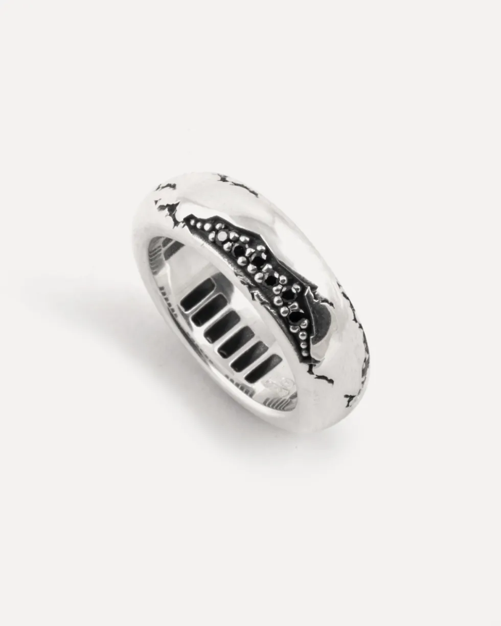 ANELLO FEDE BOLD MATERIC CON PIETRE NERE