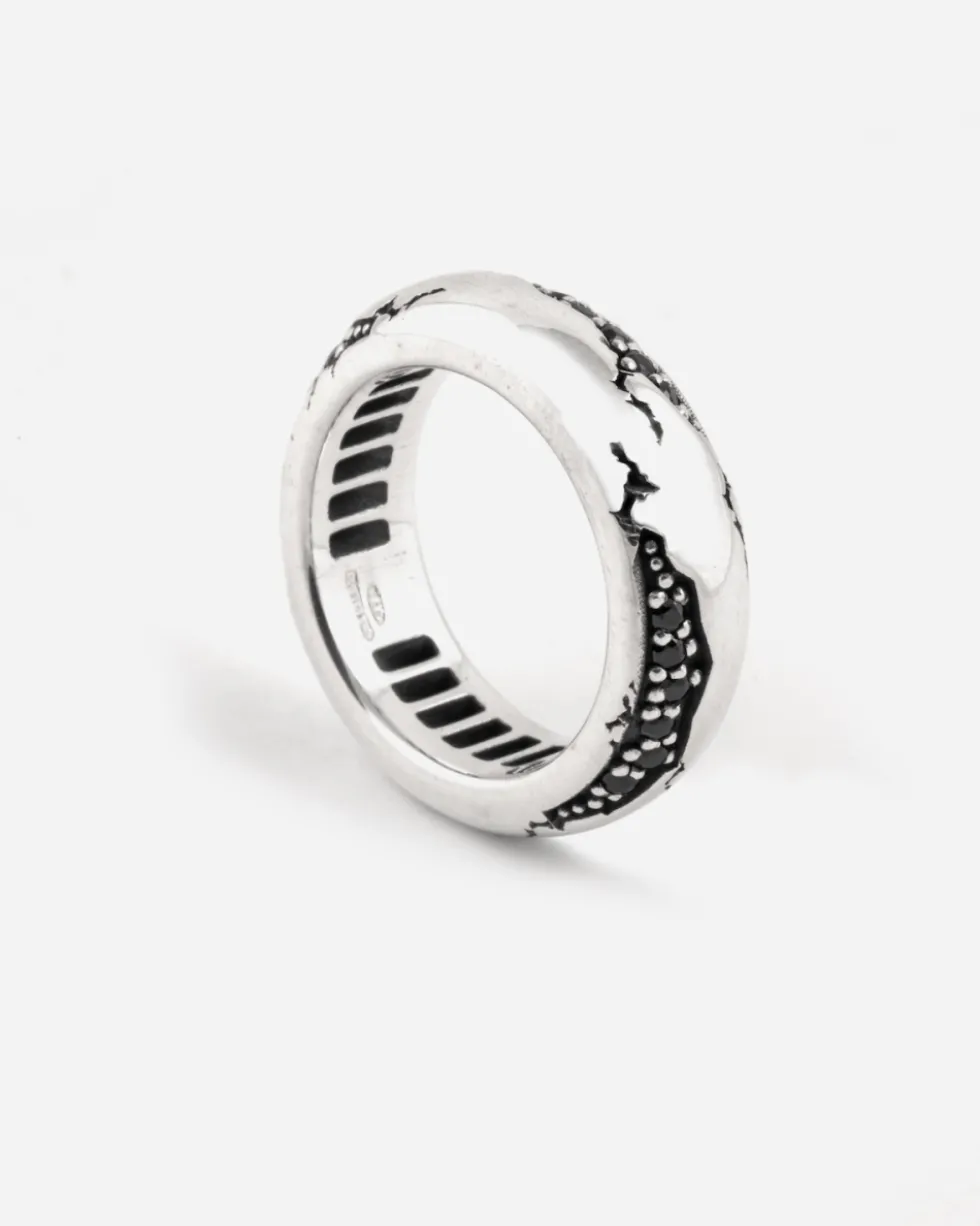 ANELLO FEDE BOLD MATERIC CON PIETRE NERE