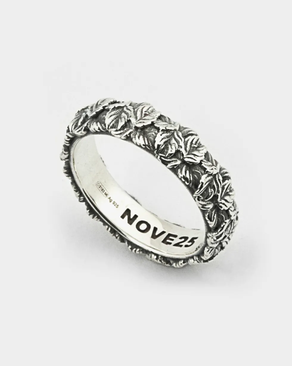 ANELLO FEDE FOGLIE IN ARGENTO