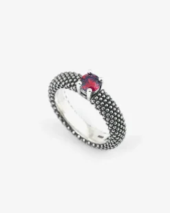 ANELLO FEDE SOLITARIO PUNTINATA CON BRILLANTE ROSSO