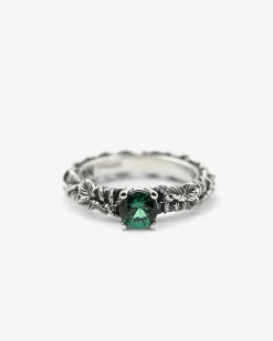 ANELLO FEDINA SOLITARIO FOGLIE CON ZIRCONIA CUBICA VERDE