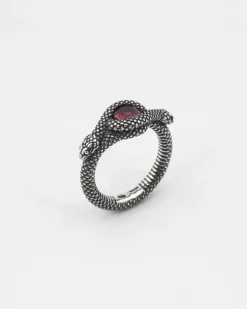 ANELLO FEDINA SOLITARIO SERPENTE CON PIETRA ROSSA