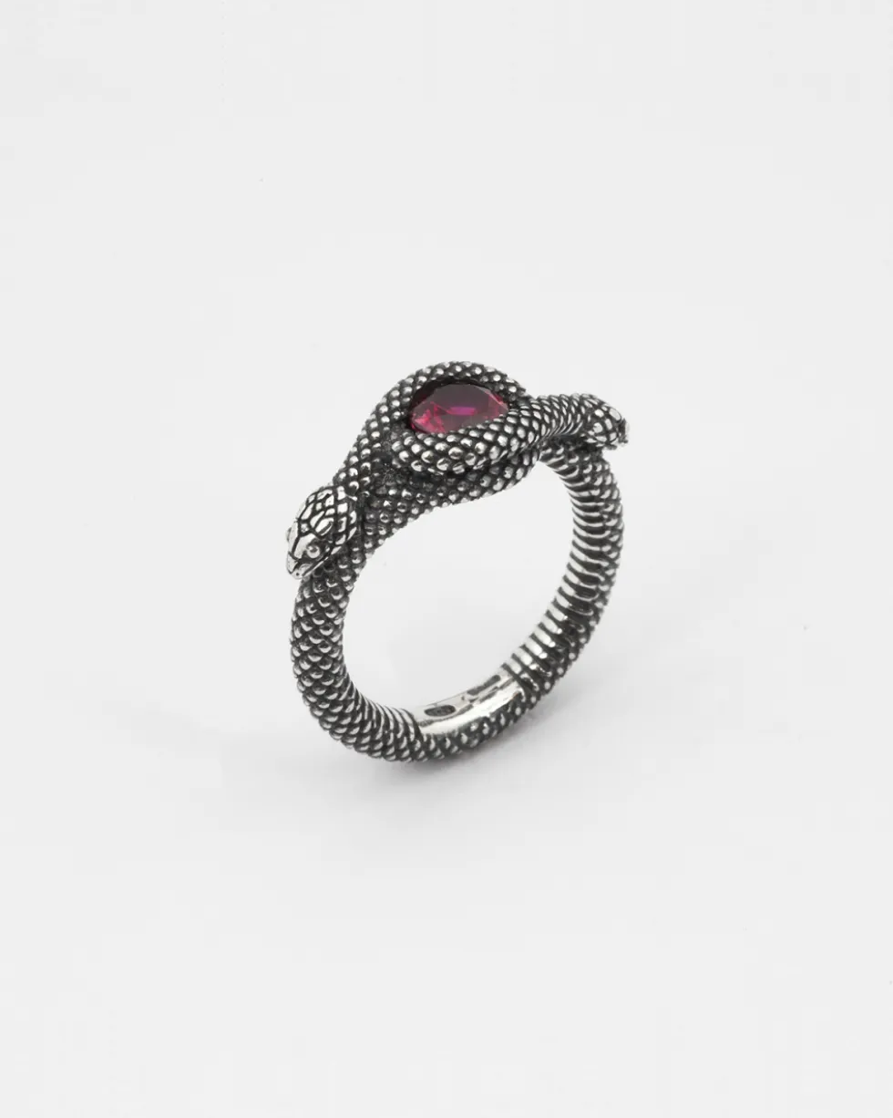 ANELLO FEDINA SOLITARIO SERPENTE CON PIETRA ROSSA