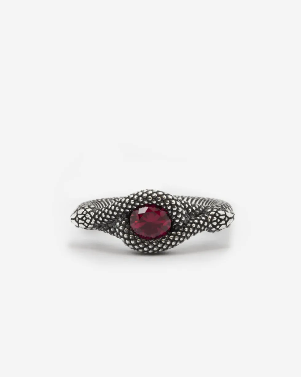 ANELLO FEDINA SOLITARIO SERPENTE CON PIETRA ROSSA