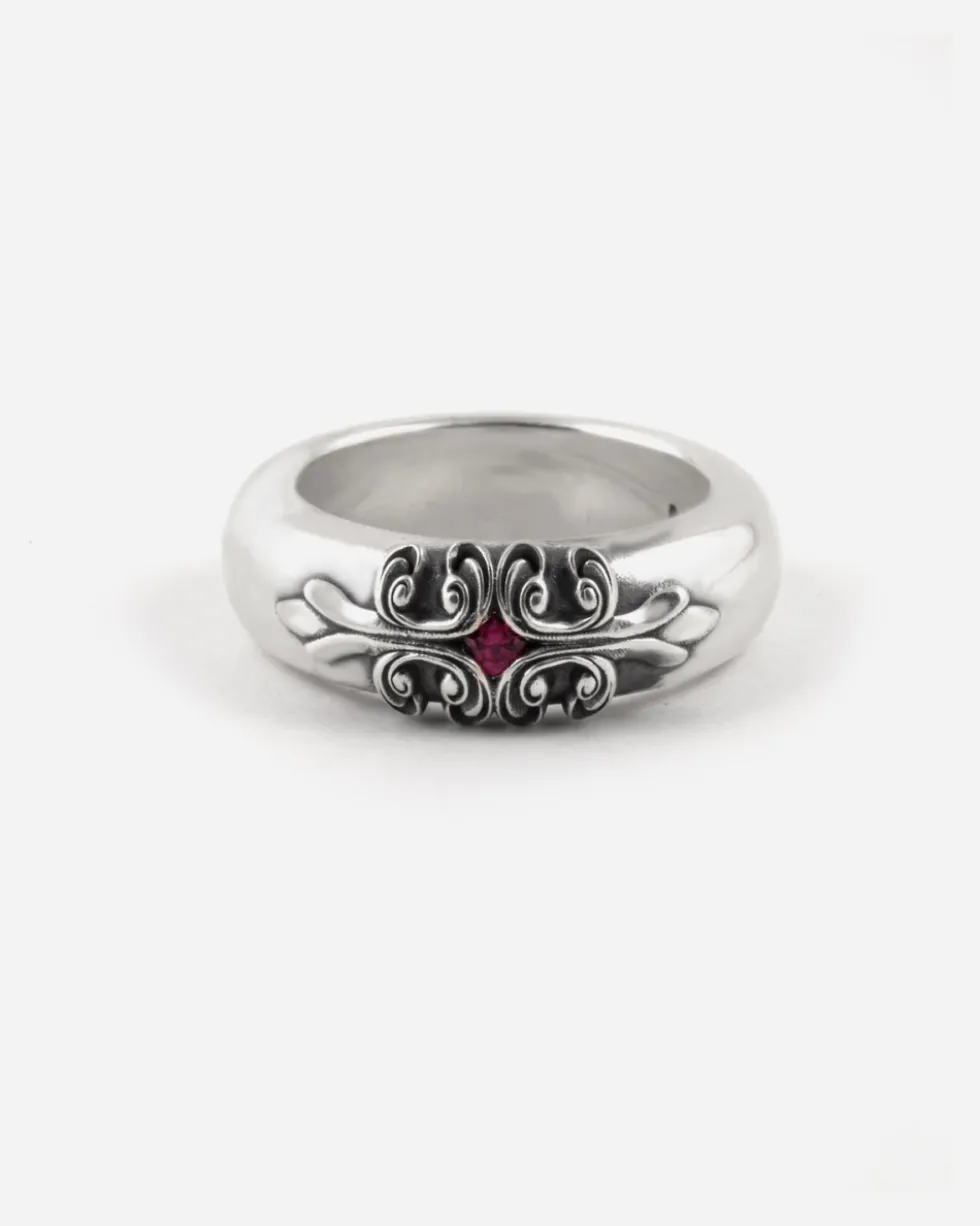 ANELLO FEDONA FAMILIA CON PIETRA ROSSA