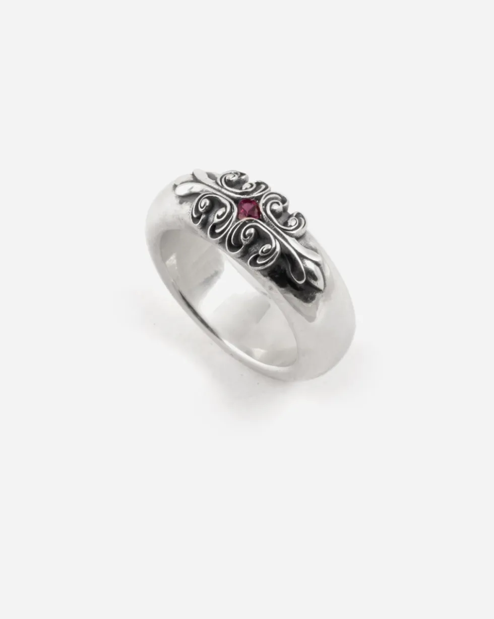 ANELLO FEDONA FAMILIA CON PIETRA ROSSA