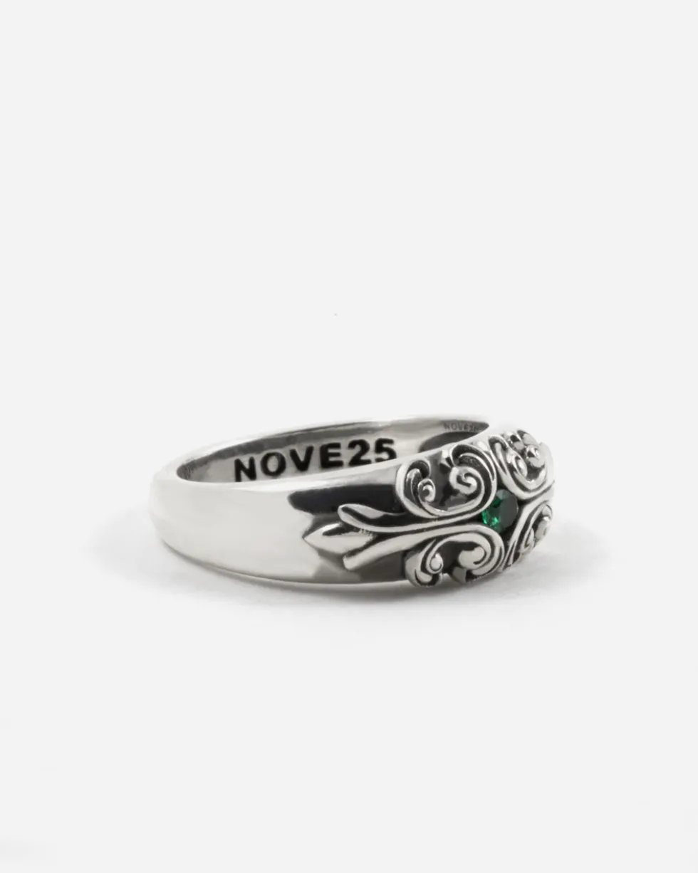 ANELLO FEDONA GOTICA SOLEDAD IN ARGENTO CON PIETRA VERDE