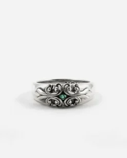 ANELLO FEDONA GOTICA SOLEDAD IN ARGENTO CON PIETRA VERDE