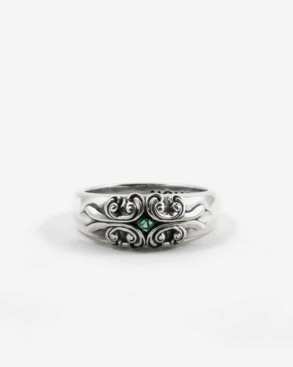 ANELLO FEDONA GOTICA SOLEDAD IN ARGENTO CON PIETRA VERDE