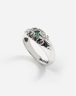 ANELLO FEDONA GOTICA SOLEDAD IN ARGENTO CON PIETRA VERDE