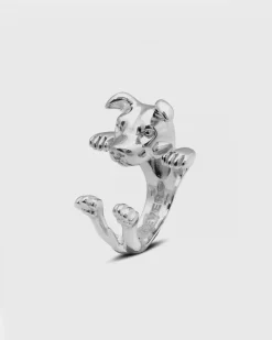 ANELLO HUG CANE AMERICAN STAFFORDSHIRE IN ARGENTO