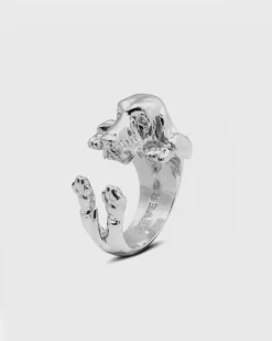 ANELLO HUG CANE BASSET HOUND IN ARGENTO