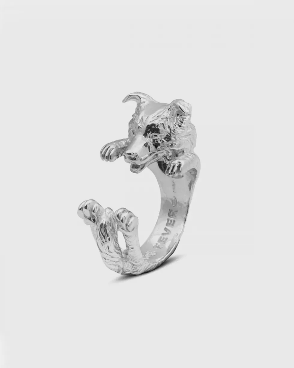 ANELLO HUG CANE BORDER COLLIE IN ARGENTO