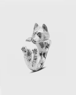 ANELLO HUG CANE SIBERIAN HUSKY IN ARGENTO