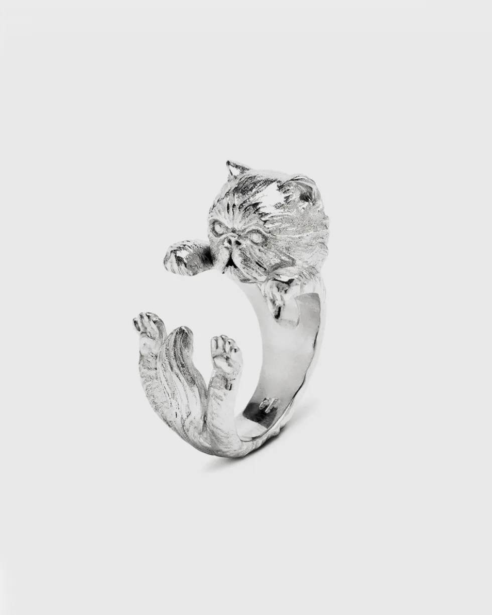 ANELLO HUG GATTO PERSIANO IN ARGENTO