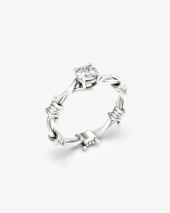 ANELLO SOLITARIO FILO SPINATO ORO CON DIAMANTE