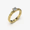 ANELLO SOLITARIO FOGLIE ARGENTO CON DIAMANTE