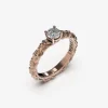 ANELLO SOLITARIO FOGLIE ORO CON DIAMANTE