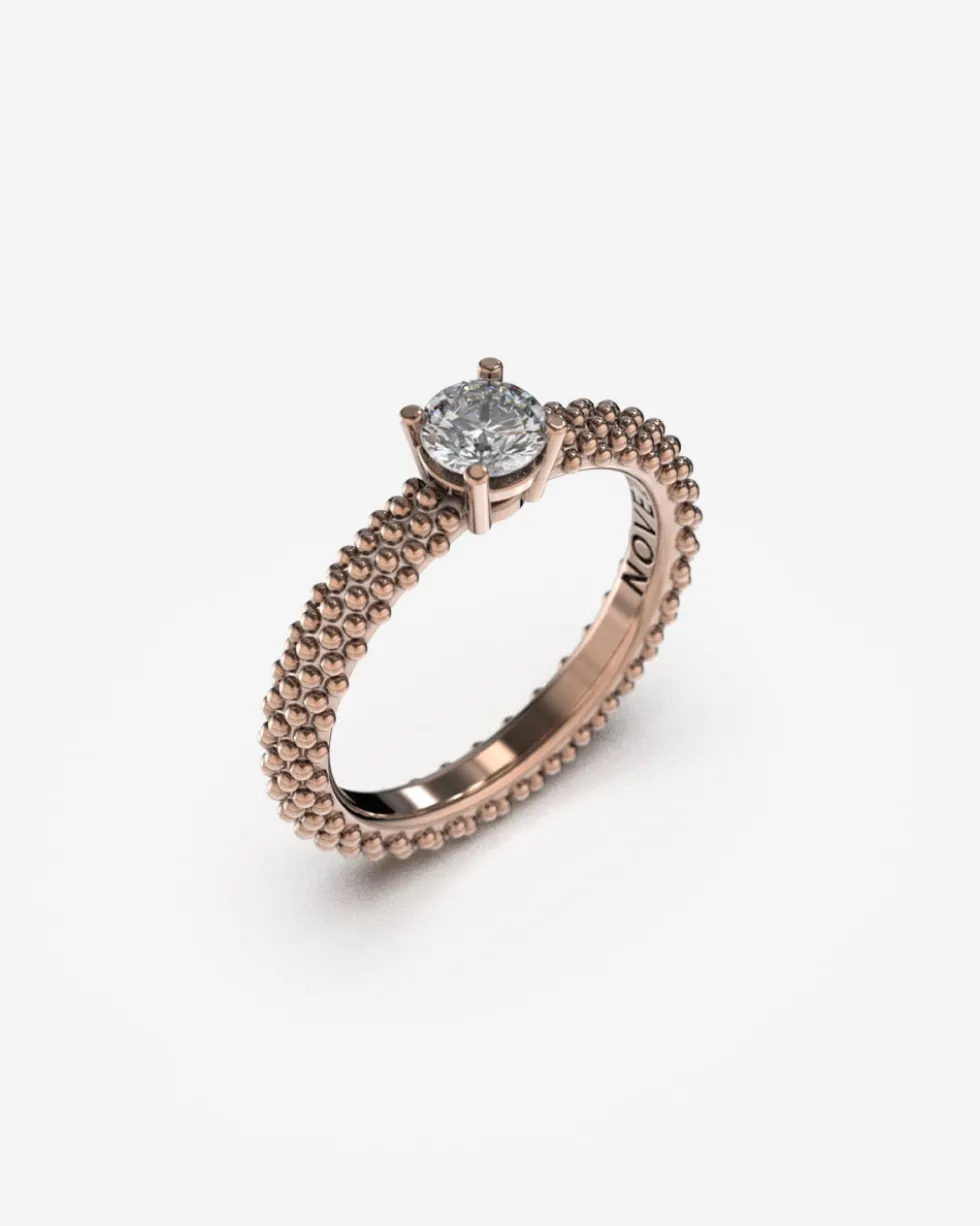 ANELLO SOLITARIO PUNTINATO ARGENTO CON DIAMANTE