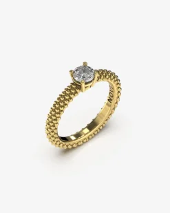 ANELLO SOLITARIO PUNTINATO ARGENTO CON DIAMANTE