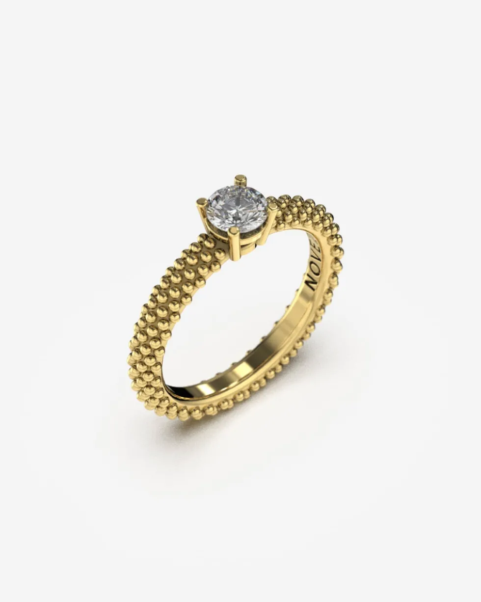 ANELLO SOLITARIO PUNTINATO ARGENTO CON DIAMANTE