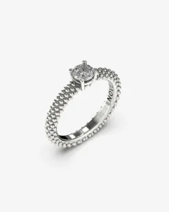 ANELLO SOLITARIO PUNTINATO ORO CON DIAMANTE