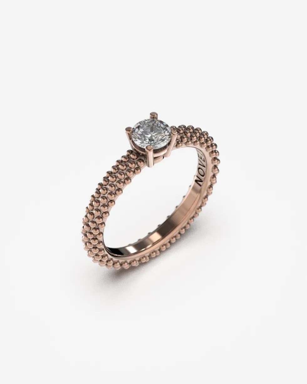 ANELLO SOLITARIO PUNTINATO ORO CON DIAMANTE