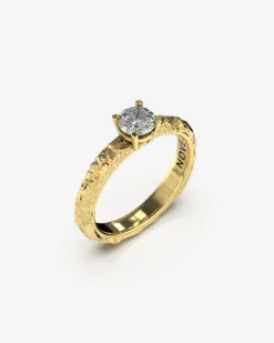 ANELLO SOLITARIO ROCCIA ARGENTO CON DIAMANTE