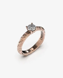ANELLO SOLITARIO ROCCIA ARGENTO CON DIAMANTE
