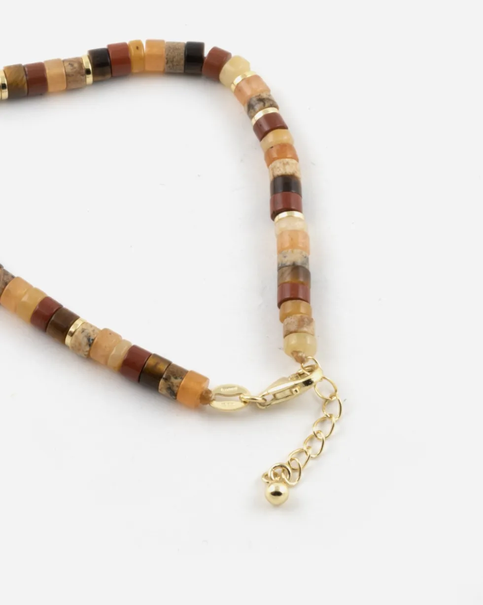 BRACCIALE CILINDRI MARRONI PLACCATO ORO