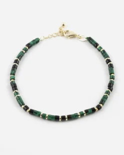 BRACCIALE CILINDRI MINI VERDI PLACCATO ORO