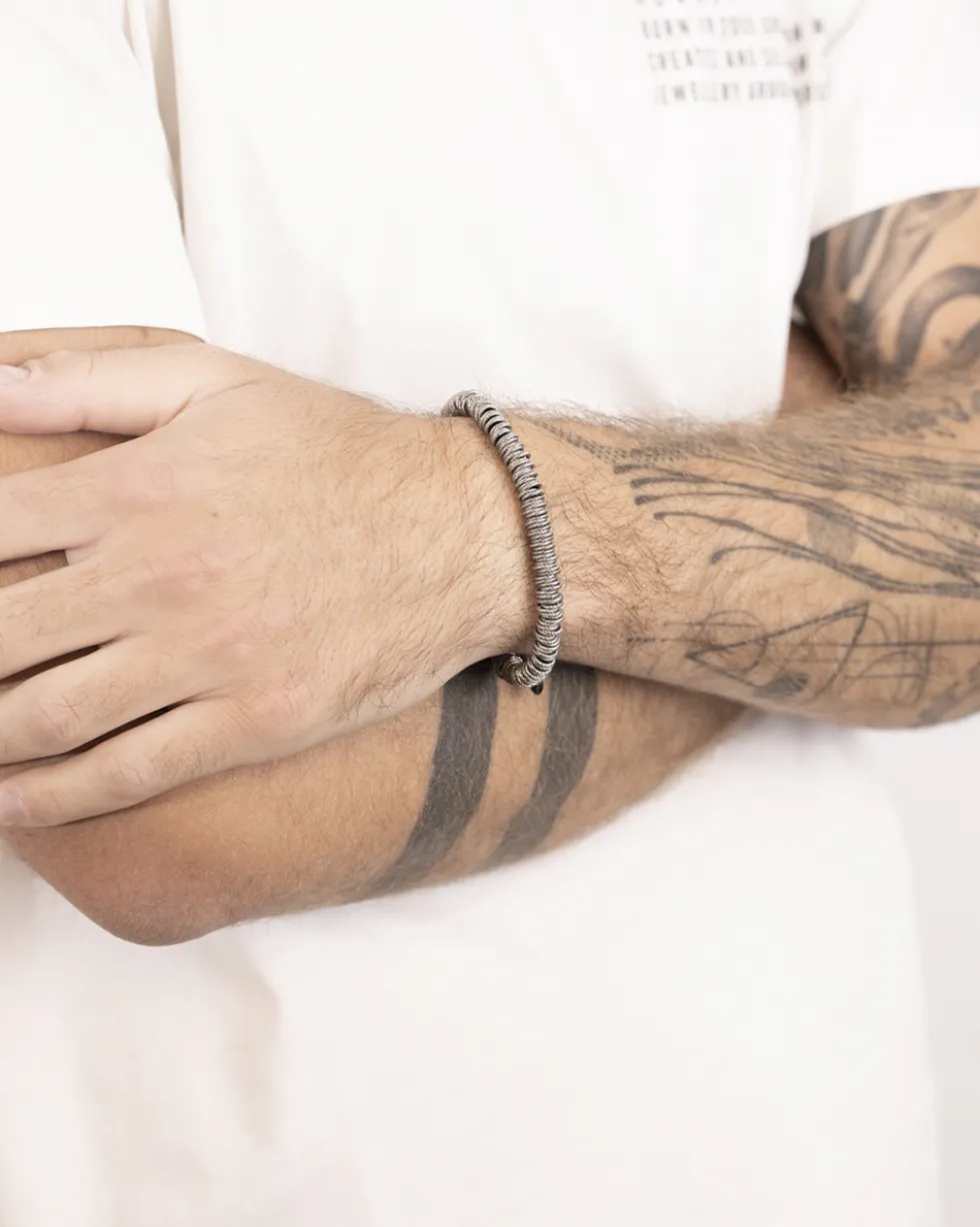BRACCIALE CORDA MAGLINE TORCHON IN ARGENTO