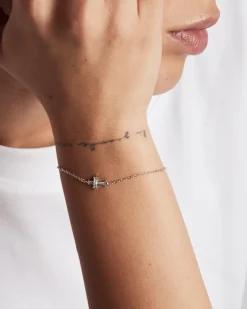 BRACCIALE CROCE GOTICA IN ARGENTO CON BRILLANTI