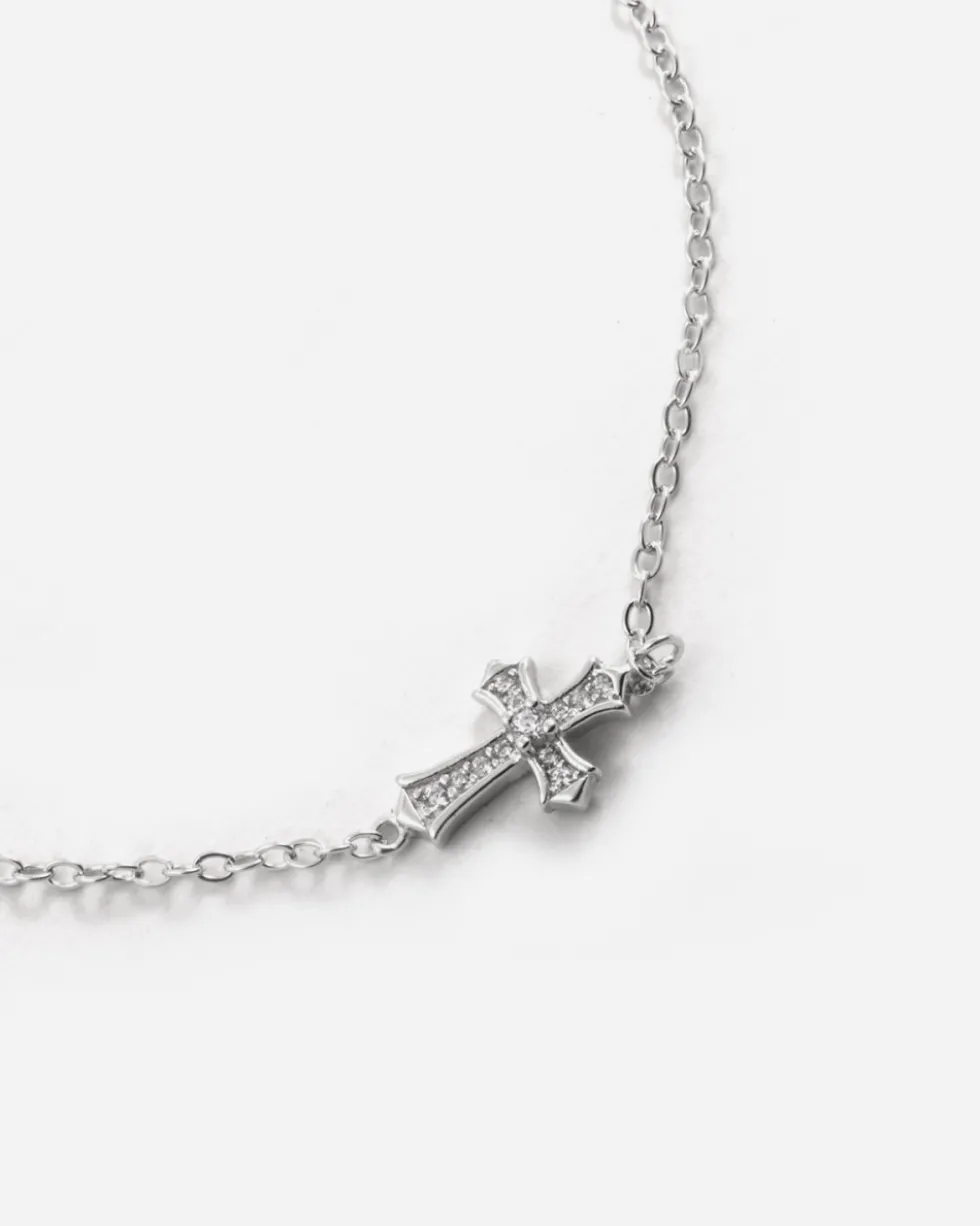 BRACCIALE CROCE GOTICA IN ARGENTO CON BRILLANTI
