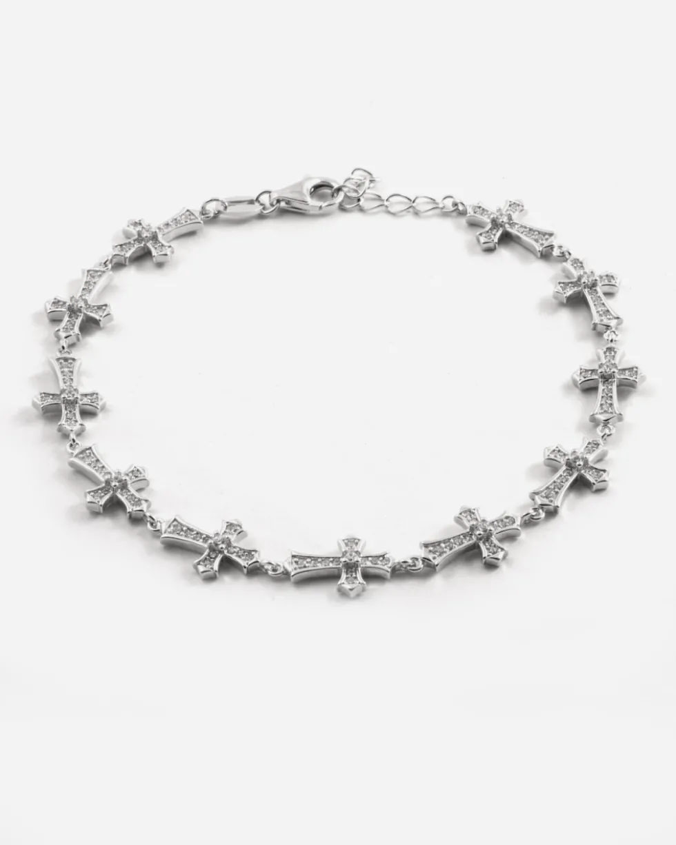 BRACCIALE CROCI GOTICHE IN ARGENTO CON BRILLANTI