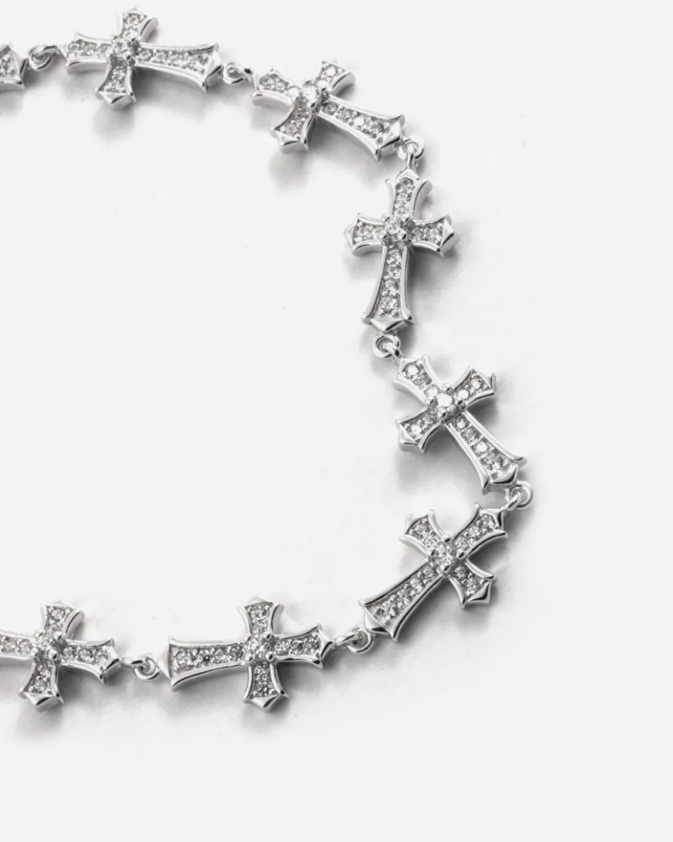 BRACCIALE CROCI GOTICHE IN ARGENTO CON BRILLANTI