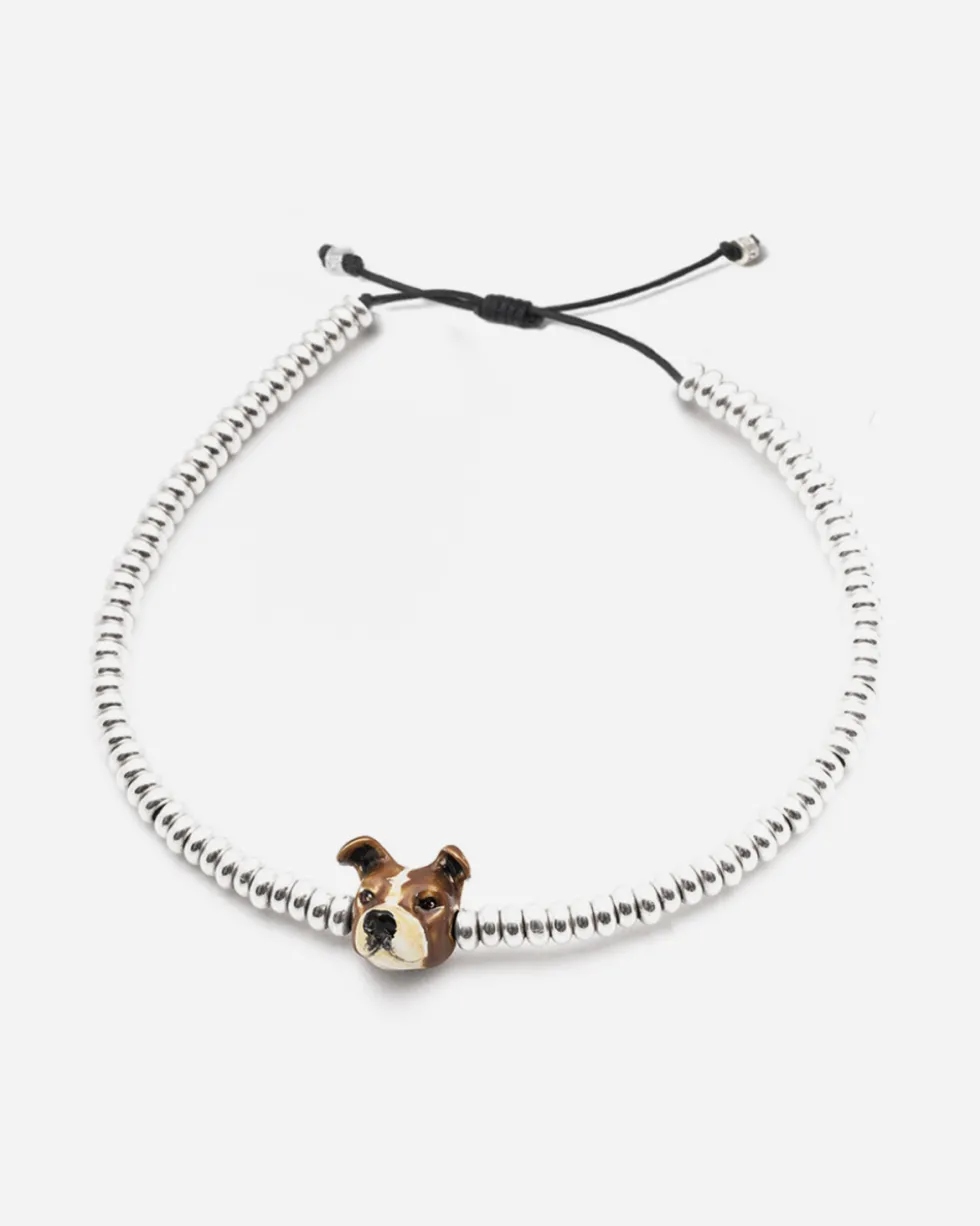 BRACCIALE DOG FEVER TESTA AMERICAN STAFFORDSHIRE SMALTATO