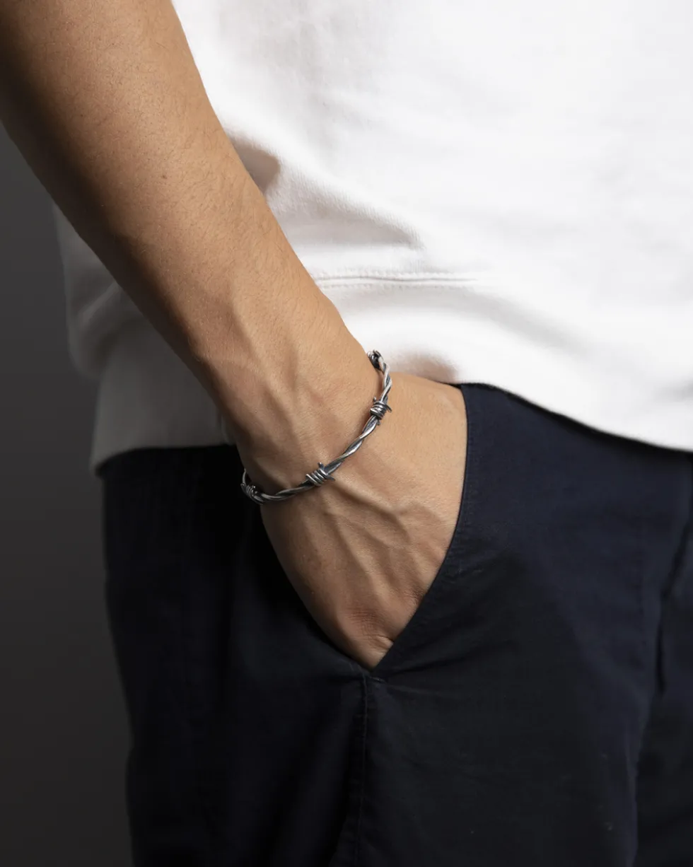 BRACCIALE FILO SPINATO IN ARGENTO