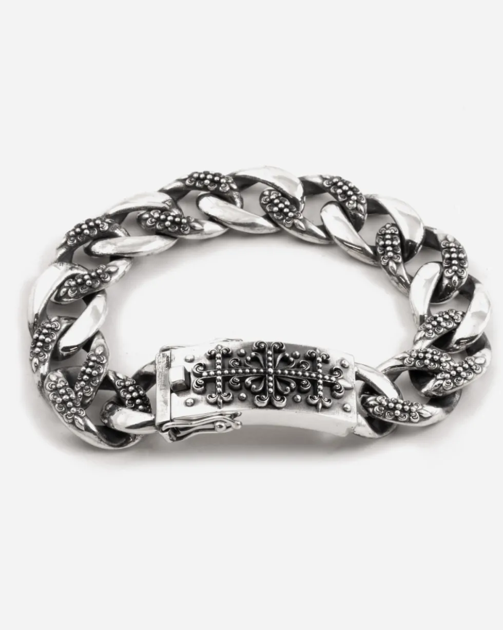 BRACCIALE GRUMETTA CON TEXTURE GOTICA ALTERNATA TRINIDAD IN ARGENTO