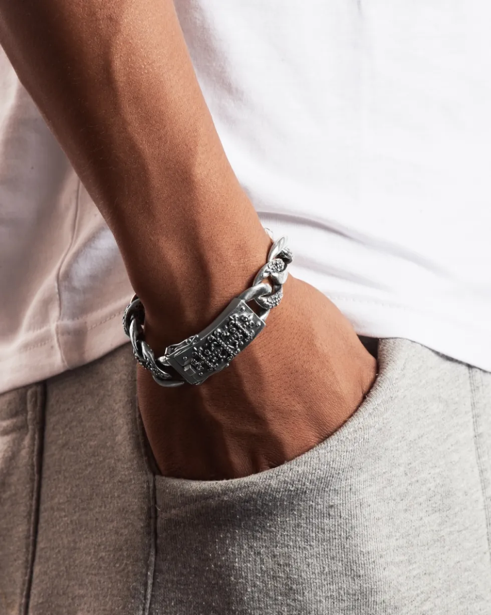 BRACCIALE GRUMETTA CON TEXTURE GOTICA ALTERNATA TRINIDAD IN ARGENTO