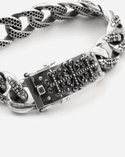 BRACCIALE GRUMETTA CON TEXTURE GOTICA ALTERNATA TRINIDAD IN ARGENTO