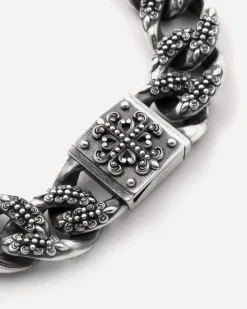 BRACCIALE GRUMETTA CON TEXTURE GOTICA INSIGNA IN ARGENTO