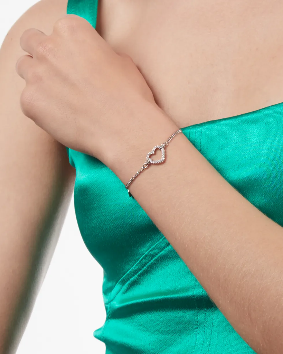 BRACCIALE IN ARGENTO TIGHT LOVE CON CUORE CON BRILLANTI