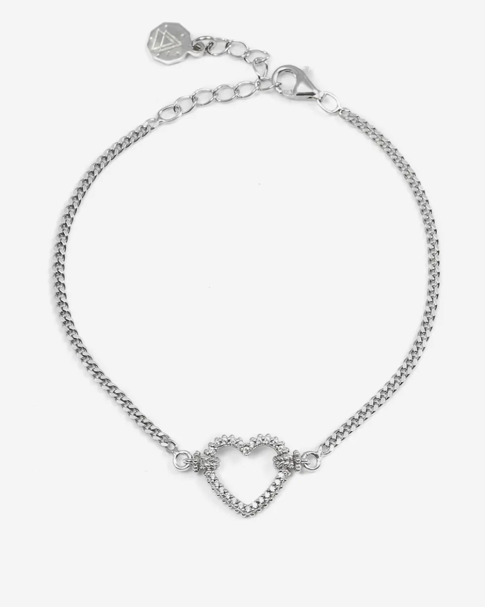 BRACCIALE IN ARGENTO TIGHT LOVE CON CUORE CON BRILLANTI